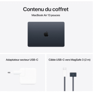 Apple MacBook Air 13 Pouces Ordinateur Portable avec Puce M4 : Conçu pour Apple Intelligence, Écran Liquid Retina de 13,6 Pouces, Mémoire unifiée de 16 Go, Stockage SSD de 256 Go, Touch ID ; Minuit