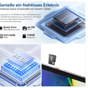 10 Pouces Tablette Android 13 Tablettes 6 Go RAM + 64 Go ROM Quad-Core 5000 mAh 1280 x 800 Écran Tactile HD 5MP + 8MP Caméra HD Bluetooth 5.2 Tablette PC (Argent)