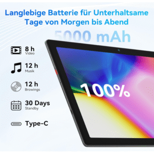 10 Pouces Tablette Android 13 Tablettes 6 Go RAM + 64 Go ROM Quad-Core 5000 mAh 1280 x 800 Écran Tactile HD 5MP + 8MP Caméra HD Bluetooth 5.2 Tablette PC (Argent)