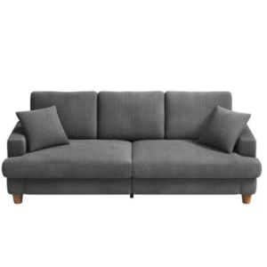 Grand Canapé 3 Places en Velours Côtelé Gris,Canapé Scandinave avec 3 coussins et 2 oreillers pour le salon,220×76×84c