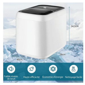 Machine à Glaçons de Comptoir RELAX4LIFE - 15KG/24H - Auto-Nettoyage - Réservoir d'Eau 2L - 2 Tailles de Glaçons