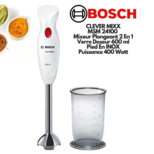 Mixeur plongeant CleverMixx MSM24100 - BOSCH - 400W - Pied détachable inox - 1 vitesse - Bol mixeur - Blanc