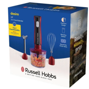 Mixeur plongeant 3en1: mixeur/hachoir/fouet - RUSSEL HOBBS - Desire Red - 500 W - 2 vitesses + Pulse - Rouge