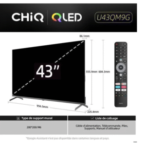 Téléviseur QLED - CHiQ - U43QM9G - 43 Pouces - 4K UHD - HDR10 - 120Hz