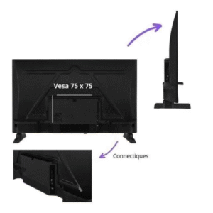 TV LED - CONTINENTAL EDISON - CELED32HD25B3 - HD 32“ (80 cm) - 2xHDMI, 1xUSB - Noir